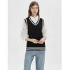 imageGihuo Womens Sweater Vest V Neck Uniform Sleeveless Knitted School JK Pullover Tops ClassicBlack