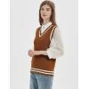 imageGihuo Womens Sweater Vest V Neck Uniform Sleeveless Knitted School JK Pullover Tops ClassicBrown