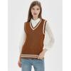 imageGihuo Womens Sweater Vest V Neck Uniform Sleeveless Knitted School JK Pullover Tops ClassicBrown