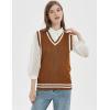 imageGihuo Womens Sweater Vest V Neck Uniform Sleeveless Knitted School JK Pullover Tops ClassicBrown