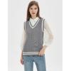 imageGihuo Womens Sweater Vest V Neck Uniform Sleeveless Knitted School JK Pullover Tops ClassicLightgrey