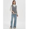 imageGihuo Womens Sweater Vest V Neck Uniform Sleeveless Knitted School JK Pullover Tops ClassicLightgrey