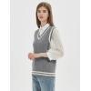 imageGihuo Womens Sweater Vest V Neck Uniform Sleeveless Knitted School JK Pullover Tops ClassicLightgrey