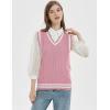 imageGihuo Womens Sweater Vest V Neck Uniform Sleeveless Knitted School JK Pullover Tops ClassicPink