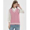 imageGihuo Womens Sweater Vest V Neck Uniform Sleeveless Knitted School JK Pullover Tops ClassicPink
