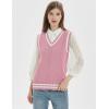 imageGihuo Womens Sweater Vest V Neck Uniform Sleeveless Knitted School JK Pullover Tops ClassicPink