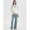 imageGihuo Womens Sweater Vest V Neck Uniform Sleeveless Knitted School JK Pullover Tops ClassicWhite
