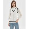 imageGihuo Womens Sweater Vest V Neck Uniform Sleeveless Knitted School JK Pullover Tops ClassicWhite