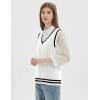 imageGihuo Womens Sweater Vest V Neck Uniform Sleeveless Knitted School JK Pullover Tops ClassicWhite