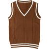 imageGihuo Womens Sweater Vest V Neck Uniform Sleeveless Knitted School JK Pullover Tops ClassicBrown
