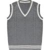 imageGihuo Womens Sweater Vest V Neck Uniform Sleeveless Knitted School JK Pullover Tops ClassicLightgrey