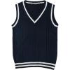 imageGihuo Womens Sweater Vest V Neck Uniform Sleeveless Knitted School JK Pullover Tops ClassicNavy