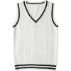 imageGihuo Womens Sweater Vest V Neck Uniform Sleeveless Knitted School JK Pullover Tops ClassicWhite