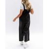 imageGihuo Womens Distressed Denim Overalls Relaxed Fit Washed Wide Leg Adjustable Straps OverallsBlack