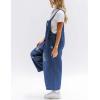 imageGihuo Womens Distressed Denim Overalls Relaxed Fit Washed Wide Leg Adjustable Straps OverallsDarkblue