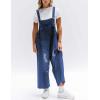 imageGihuo Womens Distressed Denim Overalls Relaxed Fit Washed Wide Leg Adjustable Straps OverallsDarkblue