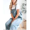 imageGihuo Womens Distressed Denim Overalls Relaxed Fit Washed Wide Leg Adjustable Straps OverallsLightblue