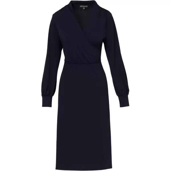 Adrianna Papell Womens Long Sleeve Wrap Midi DressBlue Moon