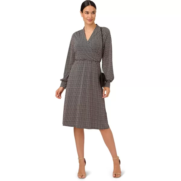 Adrianna Papell Womens Long Sleeve Wrap Midi DressHunter Semi Circle Interlock