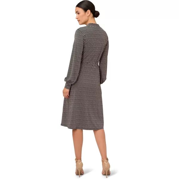 Adrianna Papell Womens Long Sleeve Wrap Midi DressHunter Semi Circle Interlock