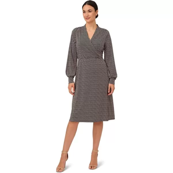 Adrianna Papell Womens Long Sleeve Wrap Midi DressHunter Semi Circle Interlock