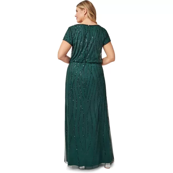 Adrianna Papell Womens Beaded Blouson DressDusty Emerald