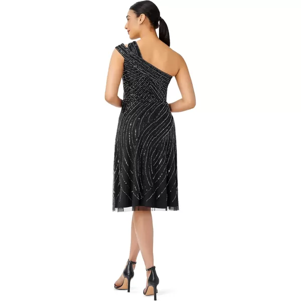 Adrianna Papell Womens Beaded One Shoulder DressBlack