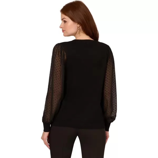 Adrianna Papell Womens Clip Dot Long Sleeve SweaterBlack