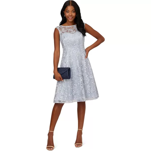 Adrianna Papell Womens Embroidered Midi Cocktail DresSkyway