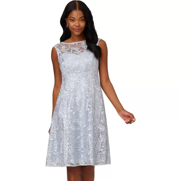 Adrianna Papell Womens Embroidered Midi Cocktail DresSkyway