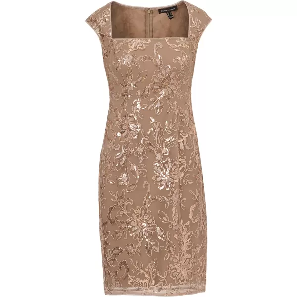 Adrianna Papell Womens Floral Sequin Sheath DressCashmere