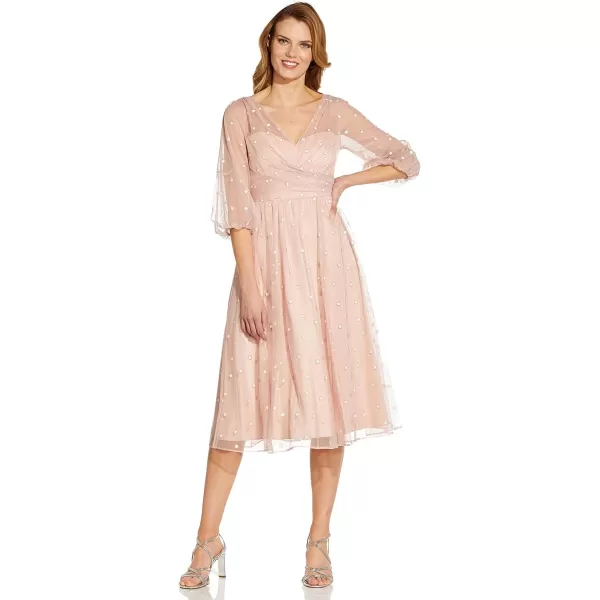 Adrianna Papell Womens Glitter Tulle DressMellow Blush