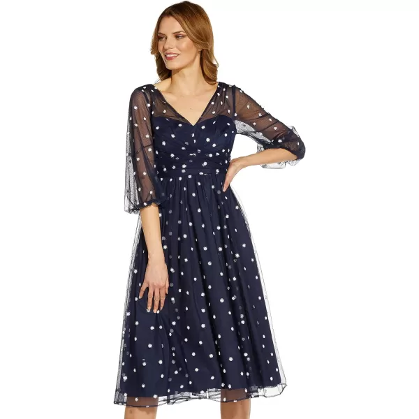 Adrianna Papell Womens Glitter Tulle DressNavy