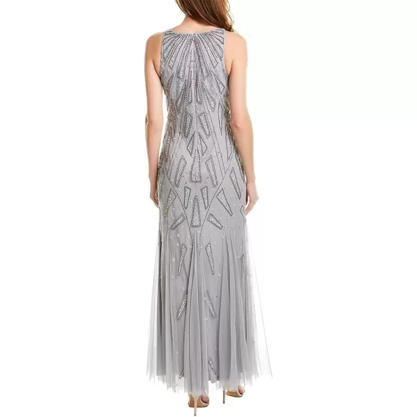 Adrianna Papell Womens Halter Art Deco Beaded Blouson DressSilver Mist