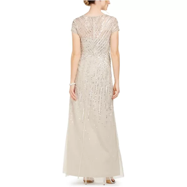 Adrianna Papell Womens Long Beaded DressBiscotti