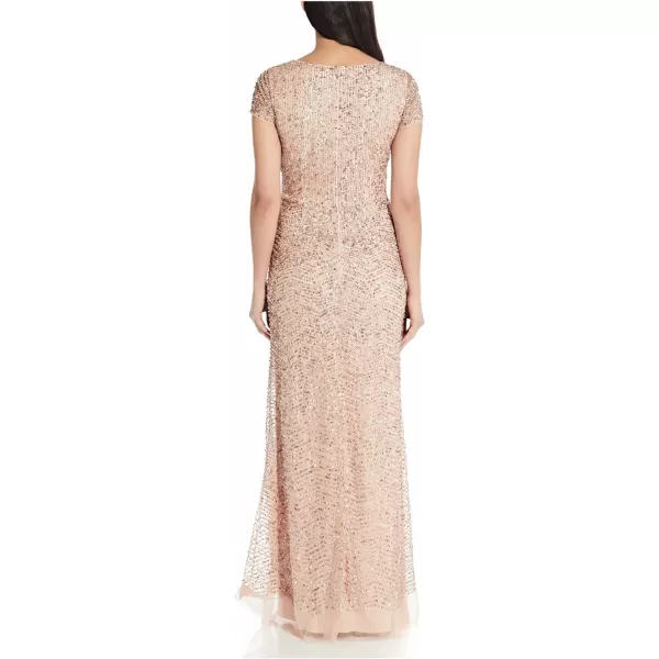 Adrianna Papell Womens Long Beaded DressBlush