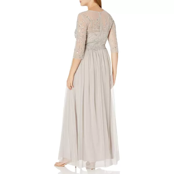 Adrianna Papell Womens Long Beaded DressMarble