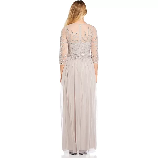 Adrianna Papell Womens Long Beaded DressMarble