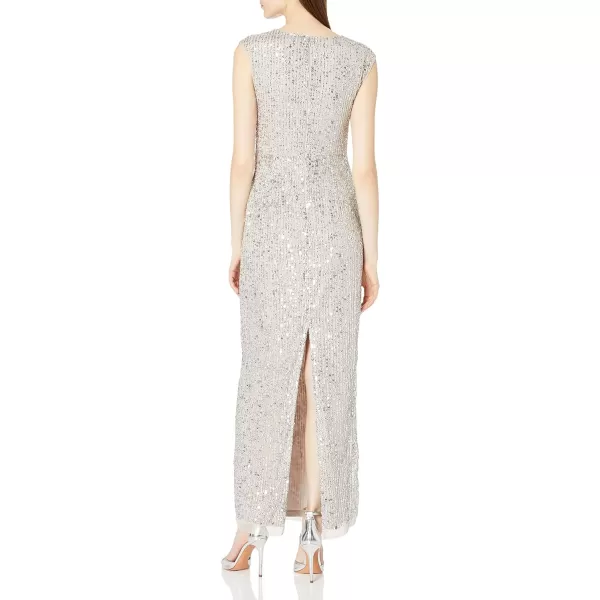 Adrianna Papell Womens Long Beaded DressSilver