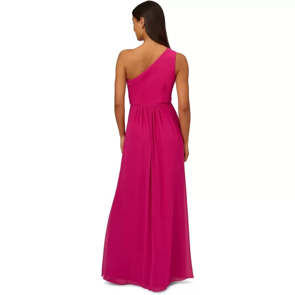 Adrianna Papell Womens One Shoulder Chiffon GownBright Magenta