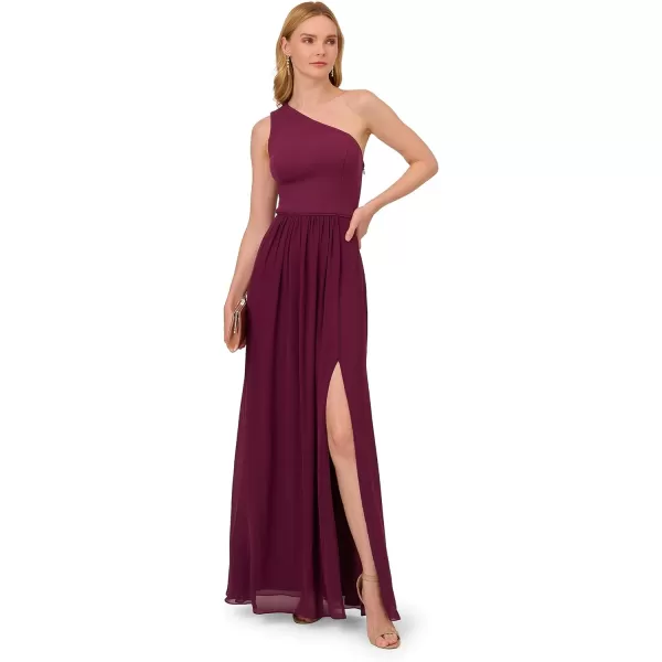 Adrianna Papell Womens One Shoulder Chiffon GownCassis