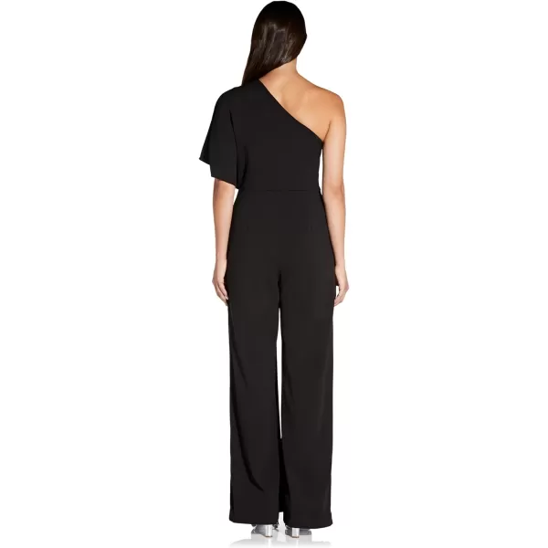 Adrianna Papell Womens Size One Shoulder Crepe Melania Jumpsuit PlusBlack