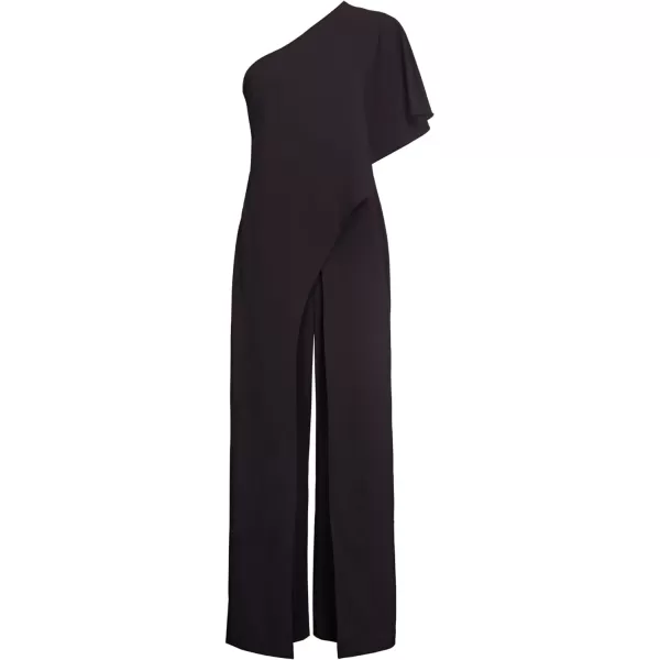 Adrianna Papell Womens Size One Shoulder Crepe Melania Jumpsuit PlusBlack