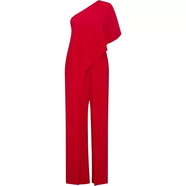 Adrianna Papell Womens Size One Shoulder Crepe Melania Jumpsuit PlusRed