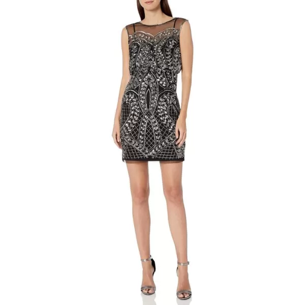 Adrianna Papell Womens Beaded Short DressBlackMercury