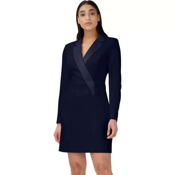 Adrianna Papell Womens Crepe Tuxedo Sheath DressMidnight