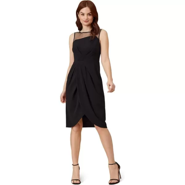 Adrianna Papell Womens Draped Crepe Illusion DressBlack