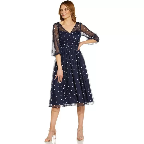 Adrianna Papell Womens Glitter Tulle DressNavy