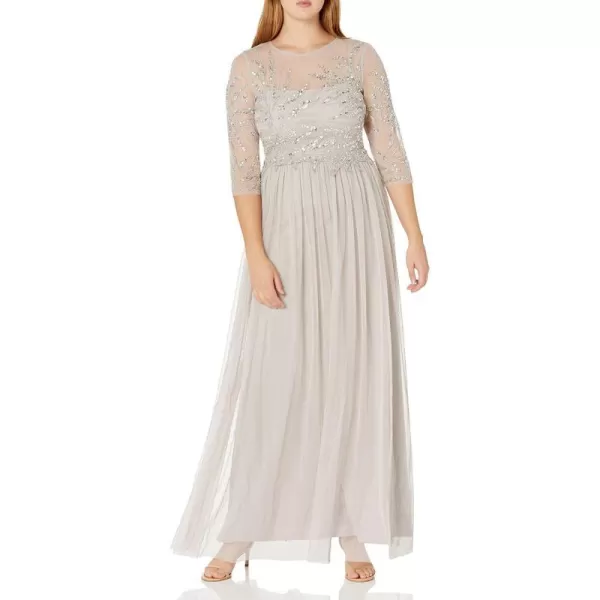 Adrianna Papell Womens Long Beaded DressMarble