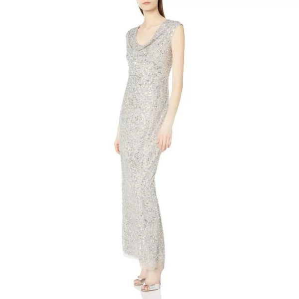 Adrianna Papell Womens Long Beaded DressSilver